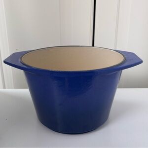 Vintage Le Creuset Blue Enamel Cast Iron Fondue Pot